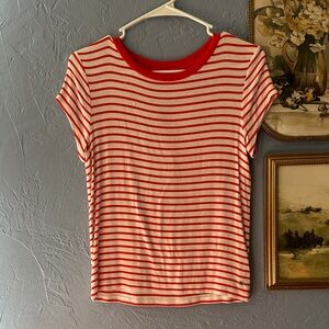 American Eagle Outfitters Red and White Striped Tee